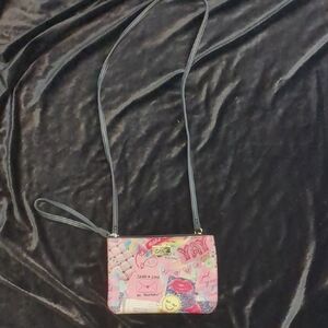 Betsey Johnson Pink Graphic Crossbody Bag